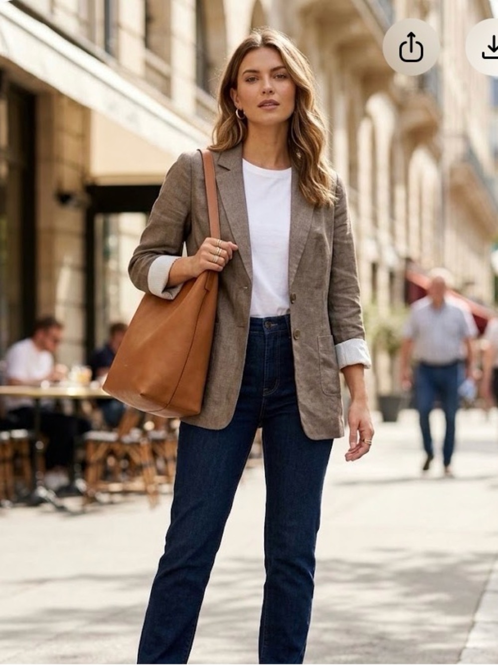 Halogen Taupe Linen-Blend Blazer